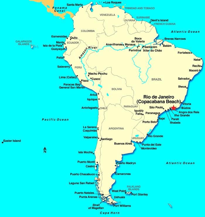 Rio de Janeiro mapa da américa do sul