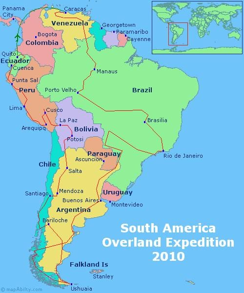 mapa da américa do sul Rio de janeiro