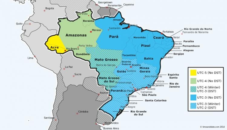 Rio de fuso horário mapa
