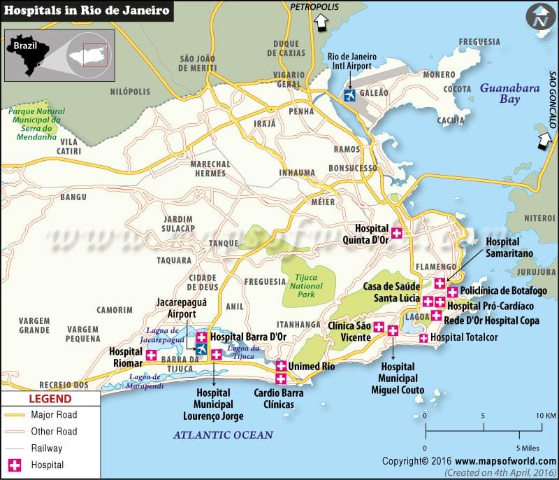 Rio de Janeiro hospital mapa