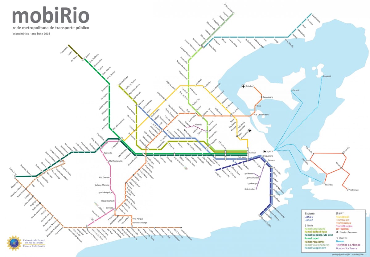 Rio de autocarro mapa
