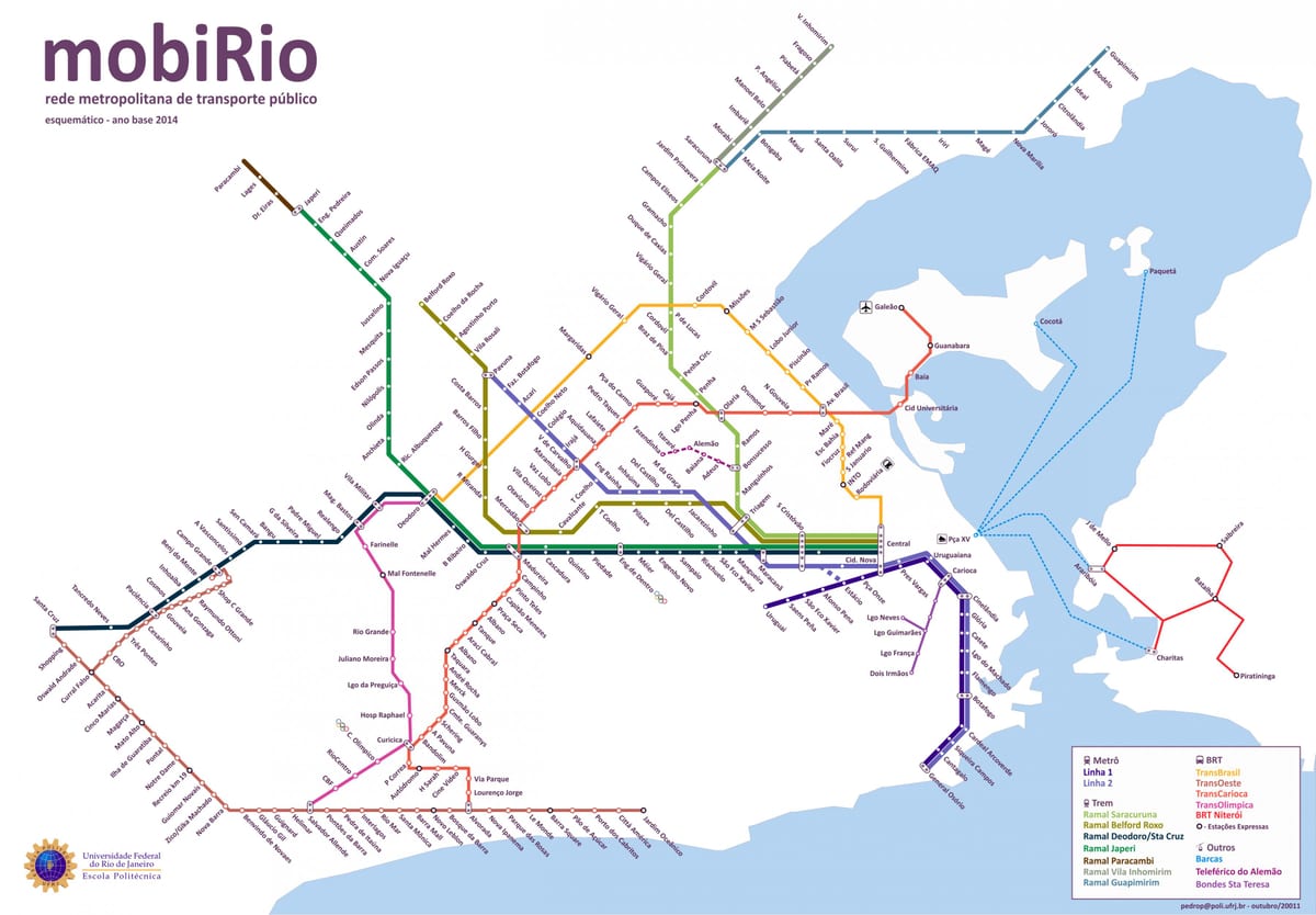 mapa de transporte público do Rio de Janeiro