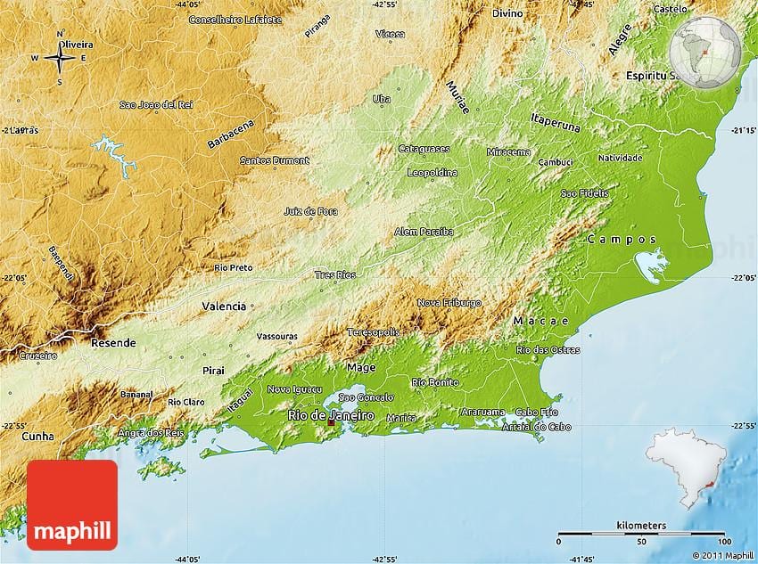 mapa topográfico do Rio de janeiro 