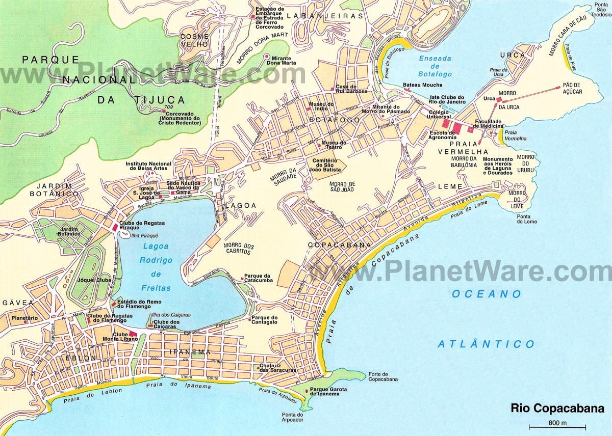 mapa de praias no Rio de Janeiro